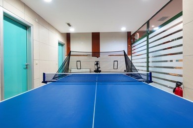 interior of an entertainment room, tennis table or ping pong
