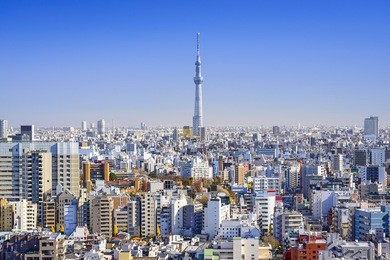 tokyo, japan cityscape in the day.