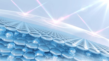uv-protected 3d rendering of skin cells. serum is absorbed via the skin and reduces sagging skin cells. lightening moisturizer the dark skin tone was changed by a bright one.