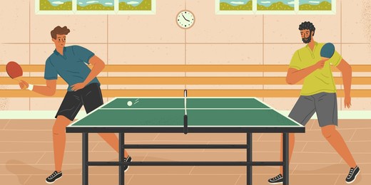 table tennis sport vector illustration. two man playing ping pong game. sport concept. indoor court for table tennis match