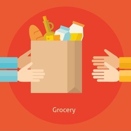 flat design colorful vector illustration concept for grocery delivery isolated on bright background 
