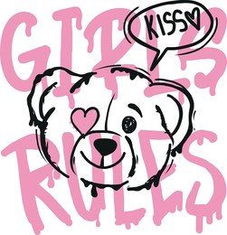 . typography girls print with slogan and teddy bear. hand drawn toy bear, cute girls vector background for graphic tees, kids wear. apparel, surface print and more
