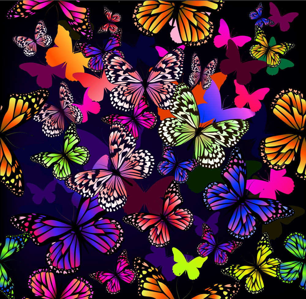 seamless background colored butterflies. vector