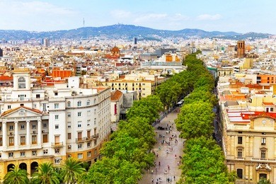 panorama on barcelona city from columbus monument.barcelona. spain