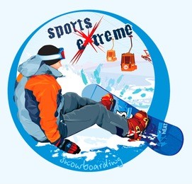 logo snowboarding - extreme sports. winter vector illustration.