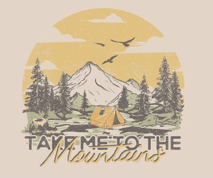 explore graphic print design for apparel. mounting summer camping artwork for t shirt , sweatshirt, poster, sticker and others.