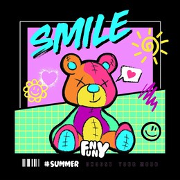 bear illustration with smile slogan. vector graphic design for t-shirt.