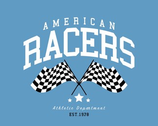 racing concept racer flag. vintage typography. vector illustration design for fashion graphics, t shirt print.