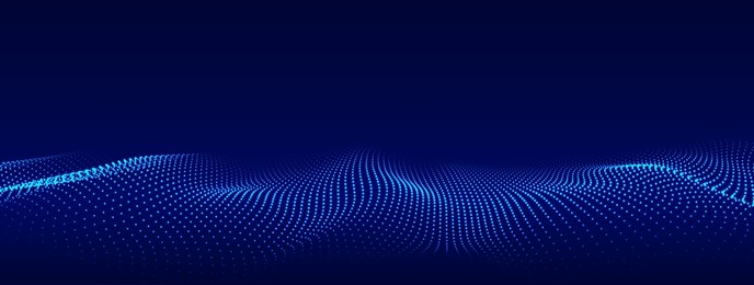 dynamic blue particle wave. futuristic point glowing wave. flow digital structure. data technology background. vector illustration.