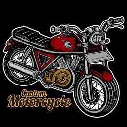 custom classic motorcycle illustration with black baground