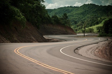 new winding road in the mountain