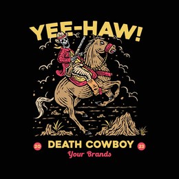 death cowboy tee graphic vector.