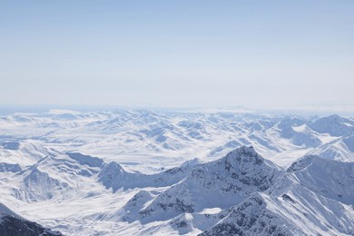 mountain range view from airplane over denali national park