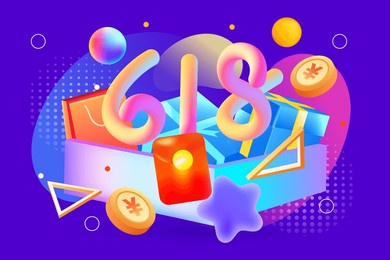 618 shopping festival e-commerce promotion, mid-year event promotion background, vector illustration