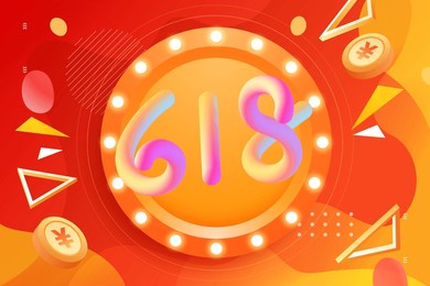 618 shopping festival e-commerce promotion, mid-year event promotion background, vector illustration