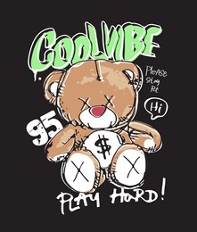 cool vibe slogan with hand drawn vector illustration on black background