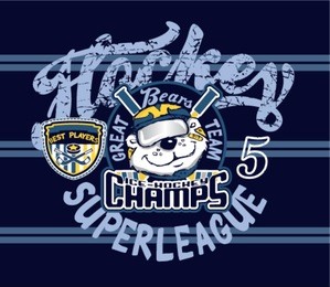 hockey bear player mascot.screen print for children t-shirt