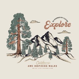 explore the vintage outdoors, explore graphic print design for apparel. mounting summer camping artwork for t shirt , sweatshirt, poster, sticker and others.