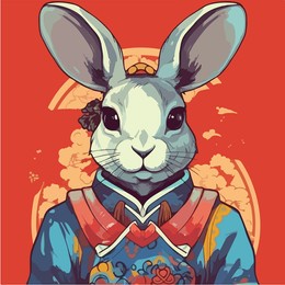 a drawing of a rabbit. digitally painted bunny. digital art. vector illustration, isolated. anime style theme rabbit