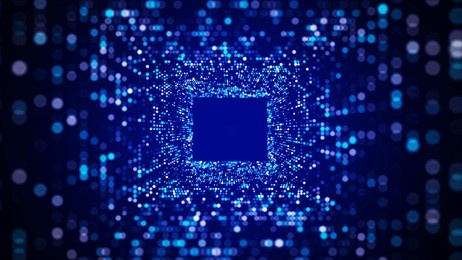 futuristic particle flow in cyberspace. abstract bend 3d portal. digital technology web flow. big data visualization. 3d rendering.