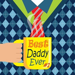 happy father's day design with suit and a cup