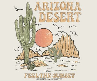 desert vibes. summer sublimations, arizona cactus artwork for apparel, sticker, batch, background, poster and others.