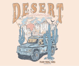 desert adventure. mountain graphics print artwork. feel the sunset design. cactus wild. desert vibes vector t-shirt design. desert dreaming vector. road trip by car.