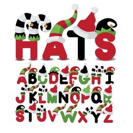 hats uppercase alphabet a through z eps 10 vector illustration