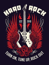 hard rock metal poster tshirt design. funky look design for concert event. musical element for rock festival.