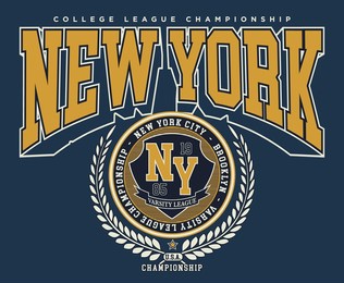 vintage typography retro college varsity new york league championship slogan print with emblem for graphic tee t shirt or sweatshirt - vector
