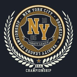 vintage typography retro college varsity new york brooklyn athletic league championship slogan print with emblem for graphic tee t shirt or sweatshirt - vector