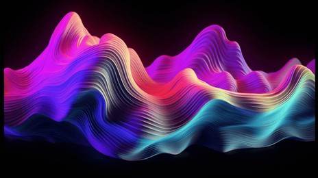 holographic neon fluid waves. high quality photo