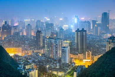 guiyang, guizhou, china downtown city skyline.