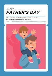 set of father's day illustrations depict dads taking care of their children. concept of fatherhood, parenting, and childhood in flat design. social media poster