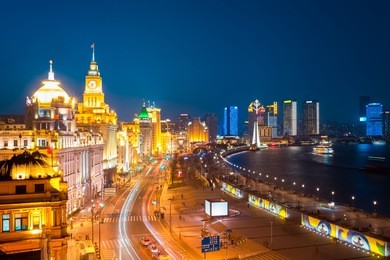 beautiful shanghai bund at night , china 