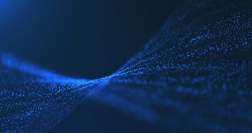 digital wave with many dots and particles. abstract dynamic wave background. technology or science banner