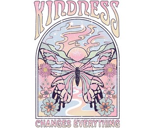 kindness change everything. butterfly graphic print design. flower retro artwork. colorful t-shirt design.