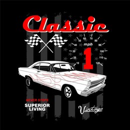 vintage race car for printing. vector old school race poster.