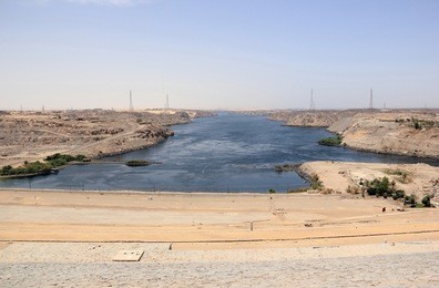 aswan dam. the high dam. aswan, nubia, egypt.