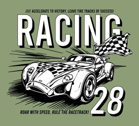 vector vintage sport racing car, t-shirt graphics, vintage typography