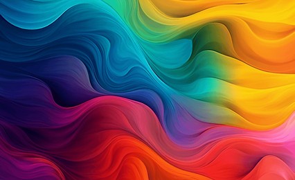 immerse yourself in a vivid and captivating world of abstract art, where vibrant rainbow colors dance harmoniously, creating a mesmerizing and eye-catching design that sparks inspiration and joy.