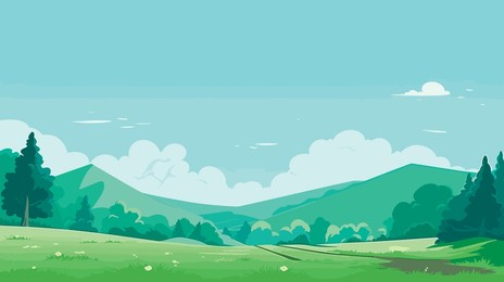 spring landscape background, simple, vector illustration