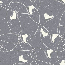 ice skates seamless patterns with snowflakes and snow background