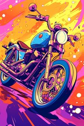 90's motorcycle illustration comic style charming look wallpaper