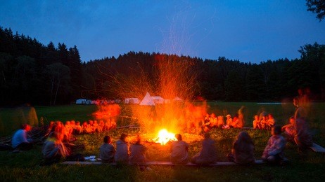 scout camp, bonfire