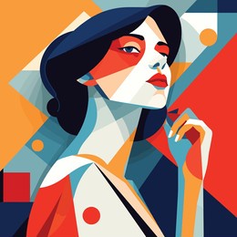 abstract art of a beautiful woman, flat illustration