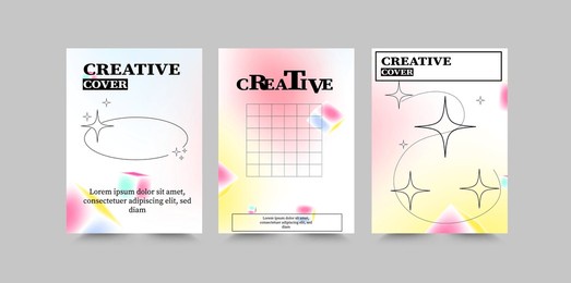 trendy brutalism style cover template with geometric shapes modern minimalist monochrome y2k, 90s background