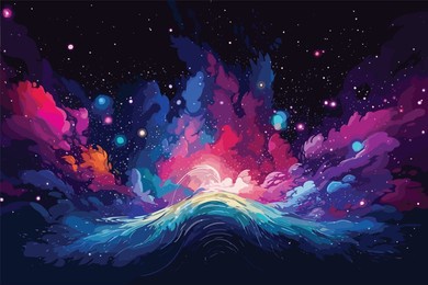 vectorizer galaxy art illustration gradient effect banner rendering shape astrology saturated deep cloud surreal infinity style blur rainbow heaven pattern composition fractal background