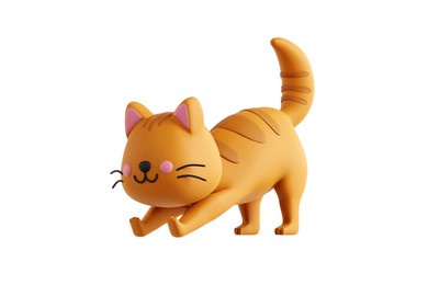 limber 3d cat icon stretching its body