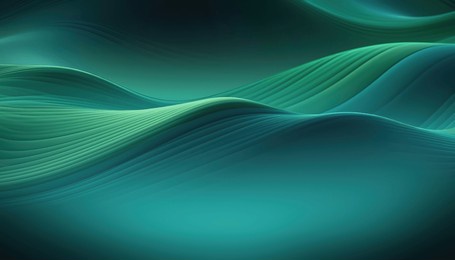 abstract design background with waves in natural green and blue colors